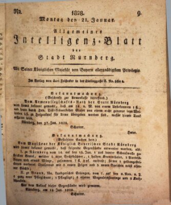 Allgemeines Intelligenz-Blatt der Stadt Nürnberg Montag 21. Januar 1828