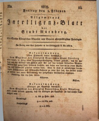 Allgemeines Intelligenz-Blatt der Stadt Nürnberg Freitag 1. Februar 1828