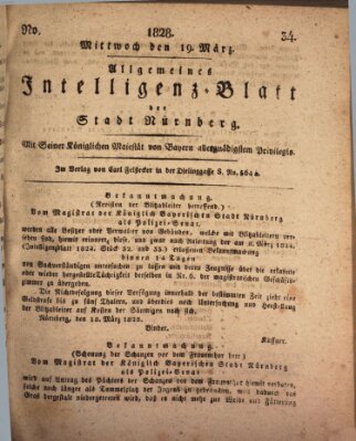 Allgemeines Intelligenz-Blatt der Stadt Nürnberg Mittwoch 19. März 1828