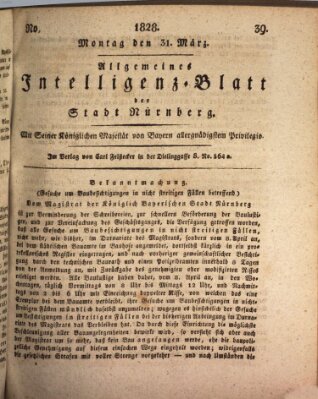 Allgemeines Intelligenz-Blatt der Stadt Nürnberg Montag 31. März 1828