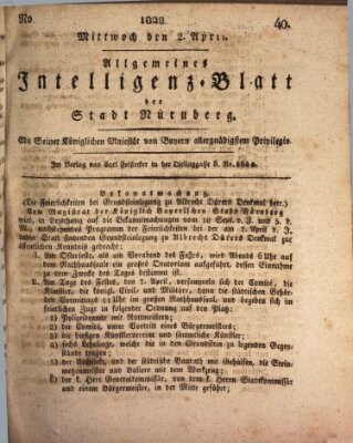 Allgemeines Intelligenz-Blatt der Stadt Nürnberg Mittwoch 2. April 1828