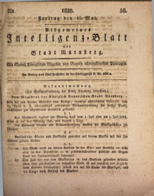 Allgemeines Intelligenz-Blatt der Stadt Nürnberg Freitag 16. Mai 1828