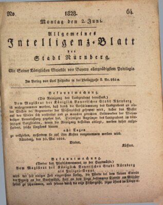 Allgemeines Intelligenz-Blatt der Stadt Nürnberg Montag 2. Juni 1828