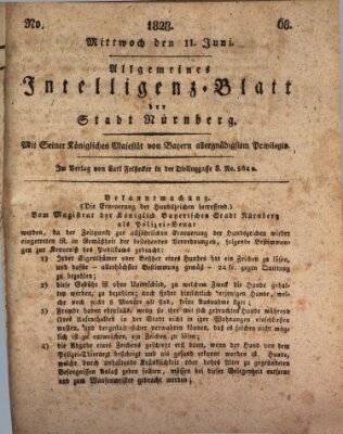 Allgemeines Intelligenz-Blatt der Stadt Nürnberg Mittwoch 11. Juni 1828