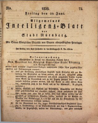 Allgemeines Intelligenz-Blatt der Stadt Nürnberg Freitag 20. Juni 1828