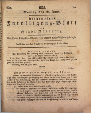 Allgemeines Intelligenz-Blatt der Stadt Nürnberg Montag 23. Juni 1828