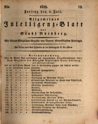 Allgemeines Intelligenz-Blatt der Stadt Nürnberg Freitag 4. Juli 1828