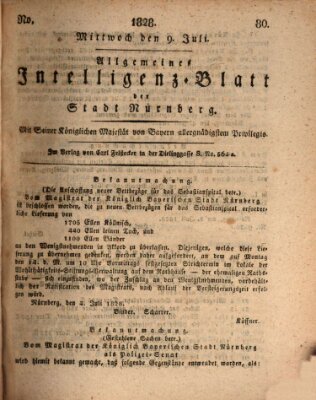 Allgemeines Intelligenz-Blatt der Stadt Nürnberg Mittwoch 9. Juli 1828