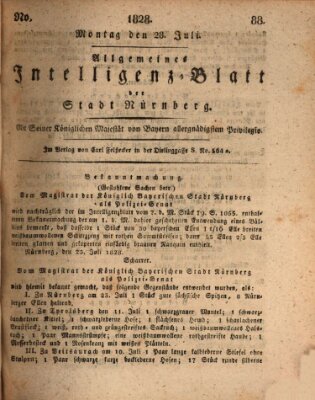 Allgemeines Intelligenz-Blatt der Stadt Nürnberg Montag 28. Juli 1828