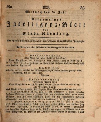 Allgemeines Intelligenz-Blatt der Stadt Nürnberg Mittwoch 30. Juli 1828