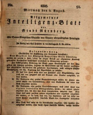 Allgemeines Intelligenz-Blatt der Stadt Nürnberg Mittwoch 6. August 1828