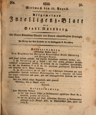 Allgemeines Intelligenz-Blatt der Stadt Nürnberg Mittwoch 13. August 1828