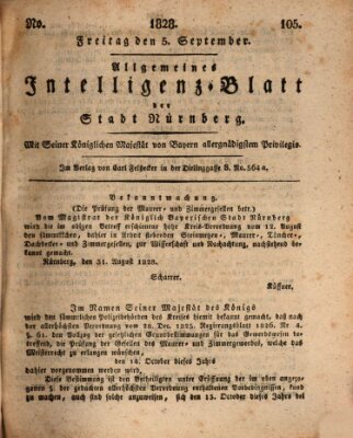 Allgemeines Intelligenz-Blatt der Stadt Nürnberg Freitag 5. September 1828