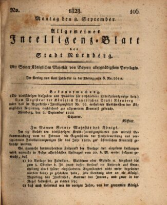 Allgemeines Intelligenz-Blatt der Stadt Nürnberg Montag 8. September 1828