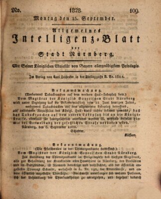 Allgemeines Intelligenz-Blatt der Stadt Nürnberg Montag 15. September 1828