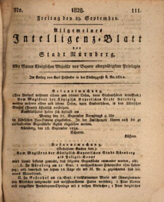 Allgemeines Intelligenz-Blatt der Stadt Nürnberg Freitag 19. September 1828