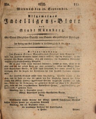 Allgemeines Intelligenz-Blatt der Stadt Nürnberg Mittwoch 24. September 1828