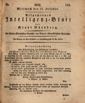 Allgemeines Intelligenz-Blatt der Stadt Nürnberg Mittwoch 15. Oktober 1828