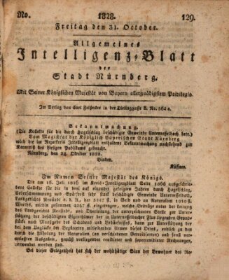 Allgemeines Intelligenz-Blatt der Stadt Nürnberg Freitag 31. Oktober 1828