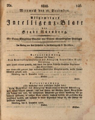 Allgemeines Intelligenz-Blatt der Stadt Nürnberg Mittwoch 10. Dezember 1828