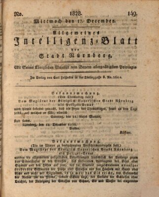 Allgemeines Intelligenz-Blatt der Stadt Nürnberg Mittwoch 17. Dezember 1828