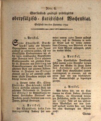 Churfürstlich gnädigst privilegirtes oberpfälzisch-staatistisches Wochenblat (Oberpfälzisches Wochenblat) Donnerstag 6. Februar 1794