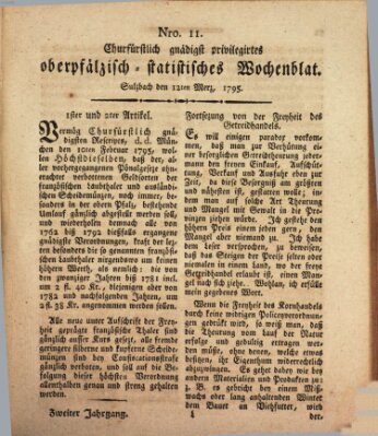 Churfürstlich gnädigst privilegirtes oberpfälzisch-staatistisches Wochenblat (Oberpfälzisches Wochenblat) Donnerstag 12. März 1795