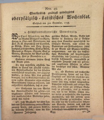 Churfürstlich gnädigst privilegirtes oberpfälzisch-staatistisches Wochenblat (Oberpfälzisches Wochenblat) Donnerstag 3. Dezember 1795