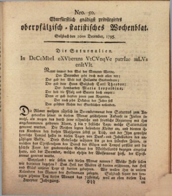 Churfürstlich gnädigst privilegirtes oberpfälzisch-staatistisches Wochenblat (Oberpfälzisches Wochenblat) Donnerstag 10. Dezember 1795