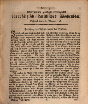 Churfürstlich gnädigst privilegirtes oberpfälzisch-staatistisches Wochenblat (Oberpfälzisches Wochenblat) Donnerstag 21. Januar 1796