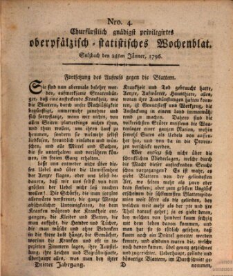 Churfürstlich gnädigst privilegirtes oberpfälzisch-staatistisches Wochenblat (Oberpfälzisches Wochenblat) Donnerstag 28. Januar 1796