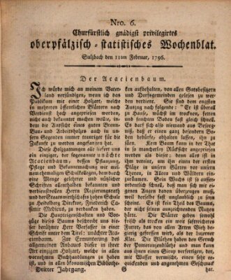 Churfürstlich gnädigst privilegirtes oberpfälzisch-staatistisches Wochenblat (Oberpfälzisches Wochenblat) Donnerstag 11. Februar 1796