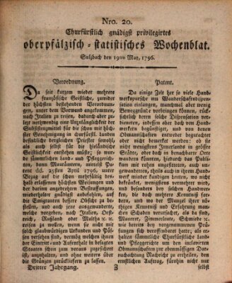 Churfürstlich gnädigst privilegirtes oberpfälzisch-staatistisches Wochenblat (Oberpfälzisches Wochenblat) Donnerstag 19. Mai 1796