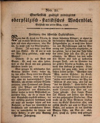 Churfürstlich gnädigst privilegirtes oberpfälzisch-staatistisches Wochenblat (Oberpfälzisches Wochenblat) Donnerstag 26. Mai 1796