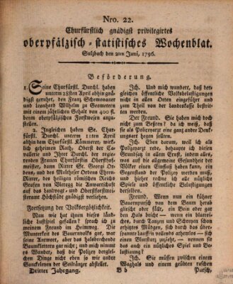 Churfürstlich gnädigst privilegirtes oberpfälzisch-staatistisches Wochenblat (Oberpfälzisches Wochenblat) Donnerstag 2. Juni 1796