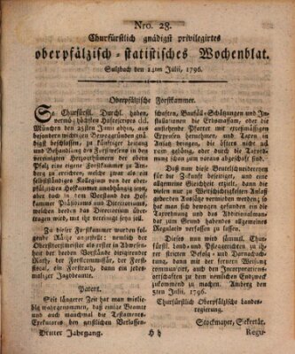 Churfürstlich gnädigst privilegirtes oberpfälzisch-staatistisches Wochenblat (Oberpfälzisches Wochenblat) Donnerstag 14. Juli 1796