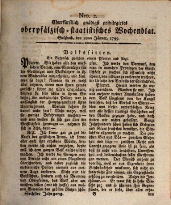 Churfürstlich gnädigst privilegirtes oberpfälzisch-staatistisches Wochenblat (Oberpfälzisches Wochenblat) Donnerstag 10. Januar 1799