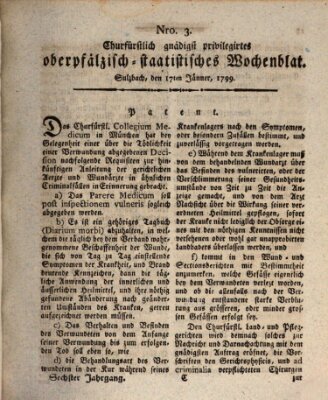 Churfürstlich gnädigst privilegirtes oberpfälzisch-staatistisches Wochenblat (Oberpfälzisches Wochenblat) Donnerstag 17. Januar 1799