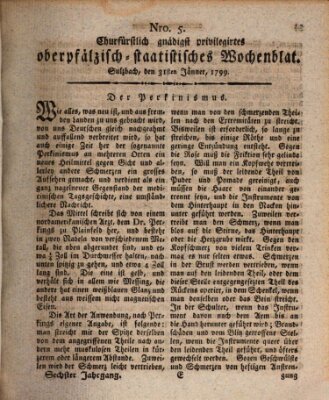 Churfürstlich gnädigst privilegirtes oberpfälzisch-staatistisches Wochenblat (Oberpfälzisches Wochenblat) Donnerstag 31. Januar 1799