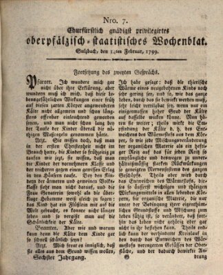 Churfürstlich gnädigst privilegirtes oberpfälzisch-staatistisches Wochenblat (Oberpfälzisches Wochenblat) Donnerstag 14. Februar 1799