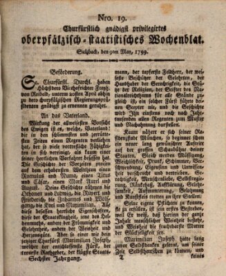 Churfürstlich gnädigst privilegirtes oberpfälzisch-staatistisches Wochenblat (Oberpfälzisches Wochenblat) Donnerstag 9. Mai 1799