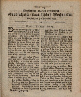 Churfürstlich gnädigst privilegirtes oberpfälzisch-staatistisches Wochenblat (Oberpfälzisches Wochenblat) Donnerstag 5. Dezember 1799