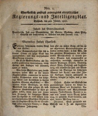 Oberpfälzisches Wochenblat Donnerstag 9. Januar 1800