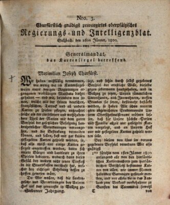 Oberpfälzisches Wochenblat Donnerstag 16. Januar 1800