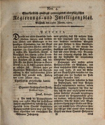 Oberpfälzisches Wochenblat Donnerstag 23. Januar 1800