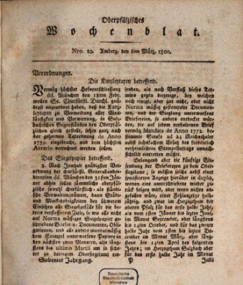 Oberpfälzisches Wochenblat Donnerstag 6. März 1800