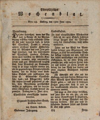 Oberpfälzisches Wochenblat Donnerstag 19. Juni 1800