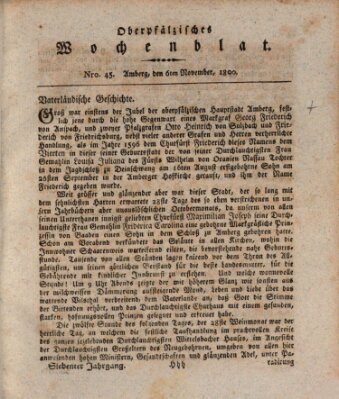 Oberpfälzisches Wochenblat Donnerstag 6. November 1800