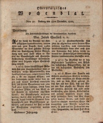 Oberpfälzisches Wochenblat Donnerstag 18. Dezember 1800