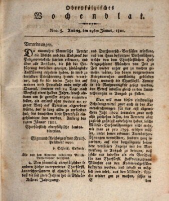 Oberpfälzisches Wochenblat Donnerstag 29. Januar 1801